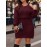 [Elegant Dress] Elegant Plus Size Women's Off-Shoulder Dress | Long Sleeve Round Neck with Waist Tie & Pencil Silhouette, Solid Color Machine Washable Resort Wear for Spring/Fall