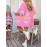 Plus Size - Women'S Pink Heart Pattern Cardigan - V-Neck, Long Sleeve, Mid-Length Open Front Sweater for Fall/Winter, Casual Style with White Top and Jeans, Cardigan Sweater