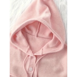 Plus Size - Women'S Ivory Yellow Loose-Fit Hooded Cardigan - Soft with Button Front, Chest Pockets & Ribbed Cuffs, Elegant Spring/Fall Layering Essential for Casual or Chic Outfits, Versatile Clothing, Classic Collar Design, Cozy Fabric