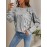 Women'S Casual Pullover Long Sleeve Sweatshirt with Decorative Bows - Soft Gray Loose Fit Crew Neck Top for Spring & Fall, Perfect for Casual Attire, Relaxed Fit Top | Bow Embellished Top | Comfortable Fit