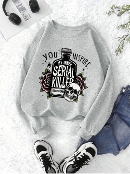 Women'S Casual Crew Neck Sweatshirt with Dark Humor 