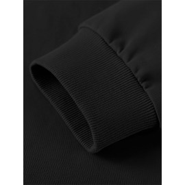 Women'S Cozy Fleece-Lined Zip-Up Hoodie with Elephant Print - Casual Black Pullover with Front Pocket, Long Sleeves, and Ribbed Cuffs, Perfect for Fall & Winter, Autumn Winter Apparel | Playful Print Hoodie | Texture